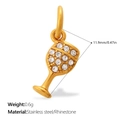 Ciondolo a forma di bicchiere di vino in acciaio inox dorato con strass - Stile Bicchiere da Vino (PJ2234WEG) / Oro