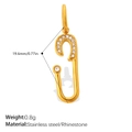 Goldener Edelstahl Sicherheitsnadel Anhänger mit funkelnden Strasssteinen für Schmuck - Sicherheitsnadel Stil (PJ2163WEG)