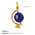 Miniature blue globe charm pendant in gold finish with stainless steel drip oil detail - Gold Globe Pendant (PJ1966BEG)