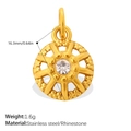 Goldener Edelstahl-Radanhänger mit Strassstein und detaillierten Größenangaben für Schmuck - Rad Stil (PJ2164WEG)