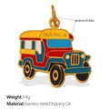 Colorful stainless steel Manila Jeepney enamel pendant with vibrant red and blue details - Gold Jeepney Pendant (PJ1967CRG)