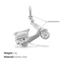 Ciondolo a forma di scooter vintage in acciaio inossidabile lucido per collane - Scooter Style (PJ2237S) / Argento