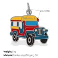 Colorful Manila Jeepney taxi pendant in stainless steel for DIY jewelry making - Silver Jeepney Pendant (PJ1967CRS)
