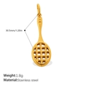 Pendente racchetta da tennis dorato in acciaio inossidabile con design a maglie - Stile Racchetta da Tennis (PJ2167G)