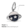 Pink and blue enamel planet charm in stainless steel for DIY jewelry making - Silver Planet Pendant (PJ1968BWS)