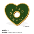 Golden heart pendant with forest green enamel and Roma Paolin lettering in stainless steel - Green Heart Pendant (PJ2222GNG)