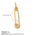 Ciondolo a spilla da balia in acciaio dorato con strass bianchi, misura 21,4 mm - Stile Spilla Creativa (PJ2172WEG)