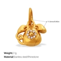 Ciondolo a forma di telefono in acciaio inossidabile dorato con strass per gioielli DIY - Telephone Style (PJ2241WEG) / Oro