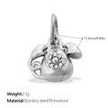 Pendaglio telefono vintage in acciaio inossidabile con strass bianchi, peso 2,1 g - Telephone Style (PJ2241WES) / Argento