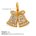 Ciondolo a doppia campana in acciaio inossidabile placcato oro 18K con strass chiari - Stile Doppia Campanella Oro (PJ2176WEG)