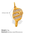 Ciondolo a racchetta da pickleball dorato in acciaio inossidabile con strass - Stile Racchetta Pickleball Oro (PJ2177WEG)
