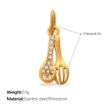 Ciondolo a cucchiaio e forchetta dorato in acciaio inox con strass, lungo 17,8mm - Tableware Style (PJ2245WEG) / Oro