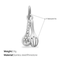 Ciondolo a forma di cucchiaio e forchetta in acciaio inox con strass 17,8mm - Tableware Style (PJ2245WES) / Argento