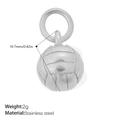 Ciondolo da pallavolo in acciaio inossidabile lucido diametro 10,7 mm e peso 2 g - Stile Pallavolo Argento Piccolo (PJ2178SS)