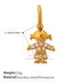 Ciondolo bambina dorato in acciaio inossidabile con strass lucidi per gioielli DIY - Stile Ragazzina Oro (PJ2179WEG)