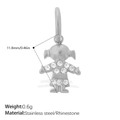 Ciondolo bambina in acciaio inossidabile argento con strass bianchi, 11,8mm e peso 0,6g - Stile Ragazzina Argento (PJ2179WES)