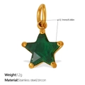 Sternanhänger aus Edelstahl in Gold mit einem leuchtend grünen Zirkonia in Sternform - Grüner Stern Stil (PJ464GNG)