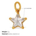 Exquisite gold stainless steel star pendant with a large clear faceted zircon stone - White Star Style (PJ464WEG)