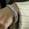 12mm vintage style silver flexible snake bone bracelet with high polish metal finish - SZ12 Steel Width 1.2cm (Diameter 6cm)