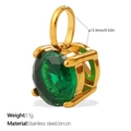 Exquisite 13.3mm green round cubic zirconia pendant with 1.1g gold stainless steel setting - Green Small Round Style (PJ2085GNG)