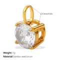 Minimalistischer runder Zirkonia-Anhänger in Gold-Edelstahl-Finish, Gewicht 1,1g - Weißer Kleiner Runder Stil (PJ2085WEG)