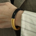 Fashionable 12mm black and gold dual-tone Tubogas elastic snake bone bracelet in steel - SZ12 Gold Black Width 1.2cm (Diameter 6cm)