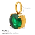 Edler Anhänger aus goldfarbenem Edelstahl mit rundem grünem Zirkon, Höhe 14,3 mm - Grüner Mittlerer Runder Stil (PJ2086GNG)