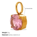 Anhänger mit rosa Zirkonia-Stein und vergoldeter Edelstahlbasis, 14,3 mm Höhe - Rosa Mittlerer Runder Stil (PJ2086PKG)