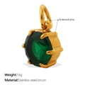 Exquisiter Anhänger aus Edelstahl in Gold mit einem großen runden grünen Zirkonstein - Grüner Großer Runder Stil (PJ2087GNG)