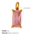 Rosafarbener Zirkonia-Anhänger im Smaragdschliff mit vergoldetem Edelstahl - Rosa Kleiner Rechteckiger Stil (PJ2088PKG)