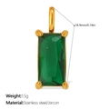 Eleganter rechteckiger Anhänger mit smaragdgrünem Zirkon und Gold-Edelstahl-Rand - Grüner Großer Rechteckiger Stil (PJ2089GNG)