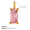Rosafarbener Zirkonia Anhänger mit goldener Edelstahlfassung und Maßen - Rosa Großer Rechteckiger Stil (PJ2089PKG)