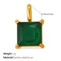 Goldener Edelstahl Anhänger mit quadratischem grünem Zirkon, Gewicht 1,2g - Grüner Mittlerer Quadratischer Stil (PJ2090GNG)