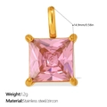 Rosa quadratischer Zirkonia-Anhänger aus vergoldetem Edelstahl mit Prinzess-Schliff - Rosa Mittlerer Quadratischer Stil (PJ2090PKG)