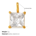 Zirkonia-Anhänger im Prinzess-Schliff mit goldener Vier-Krallen-Edelstahlfassung - Weißer Mittlerer Quadratischer Stil (PJ2090WEG)