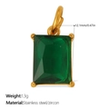 Rechteckiger smaragdgrüner Zirkon-Anhänger mit goldener Basis aus Edelstahl - Grüner Mittlerer Rechteckiger Stil (PJ2091GNG)