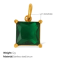 Eleganter quadratischer grüner Zirkonia-Anhänger in goldener Edelstahlfassung - Grüner Kleiner Quadratischer Stil (PJ2092GNG)