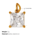 Quadratischer Zirkonia-Anhänger mit vergoldetem Edelstahlrahmen und Öse für Ketten - Weißer Kleiner Quadratischer Stil (PJ2092WEG)