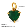 Minimalistischer grüner Herz-Zirkon-Anhänger in Gold-Edelstahl für Halsketten - Grünes Herz Stil (PJ2093GNG)