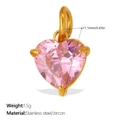 Exquisiter goldener Edelstahl-Anhänger mit einem herzförmigen rosa Zirkonia-Stein - Rosa Herz Stil (PJ2093PKG)