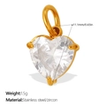 Exquisiter goldener Herz-Zirkonia-Anhänger mit Edelstahlfassung für Schmuckzubehör - Weißes Herz Stil (PJ2093WEG)