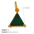 Dreieckiger Anhänger aus vergoldetem Edelstahl mit dunkelgrünem Zirkon, 11,5 mm Schmuckstück - Grünes Dreieck Stil (PJ2094GNG)