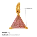 Rosafarbener Zirkon-Dreiecksanhänger aus goldenem Edelstahl mit 11,5 mm Maßangabe - Rosa Dreieck Stil (PJ2094PKG)