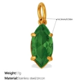 Grüner Zirkonia-Anhänger im Marquiseschliff aus vergoldetem Edelstahl mit Maßen - Grüner Marquise Stil (PJ2095GNG)