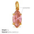 Navette-Anhänger mit rosa Zirkon und goldenem Edelstahlrahmen sowie Maßangaben - Rosa Marquise Stil (PJ2095PKG)