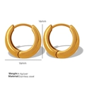 Pendientes de aro en C de acero inoxidable chapado en oro de 18k de 16mm - 16mm / Dorado (EH211)