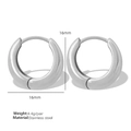 Pendientes de aro gruesos en forma de C de acero inoxidable plateado de 16mm - 16mm / Plata (EH211)