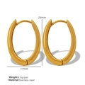 Pendientes de aro ovalados en forma de C bañados en oro de 18k acero inoxidable - 23mm X 17mm / Grande Dorado (EH212)