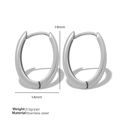 Boucles d'oreilles créoles en C en acier inoxydable argenté, hauteur de 19mm poli - Petit Argent (EH212)