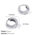 Créoles en C en acier inoxydable argent poli avec diamètre de 13,6 mm et poids de 4,0 g - Argent (EH245)